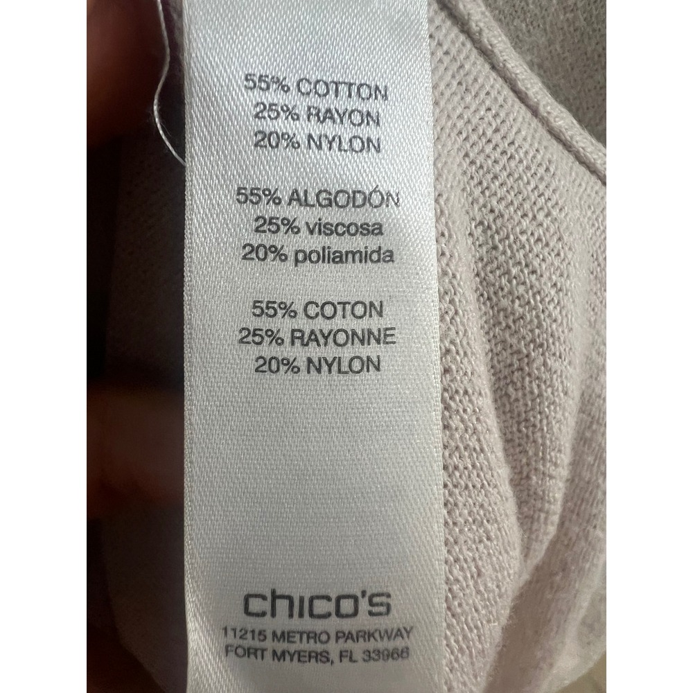 Chico's Relaxed Cotton Blend Sweater Tan Oversized Minimalist Knit Top L 12/14 - Picture 8 of 9